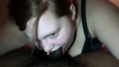 White girl pleasing her black boyfriend by sucking his BBC