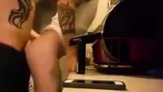 Gay lovers fuck in kitchen