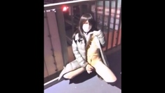 Sexy Asian CD cums in public