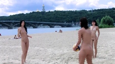 Bombastic young nudists nude volleyball