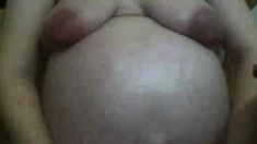 ugly preggo pig in webcam