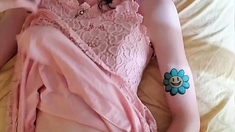 Blonde tranny shemale solo masturbation
