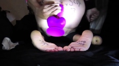 Twink Slut Fucks His Huge Purple Dildo