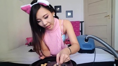 Japanese teen girl and a sex toy