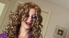 Amateur busty brunette masturbates and does hand job