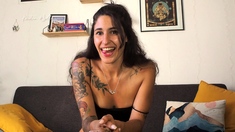 Brunette amateur babe strips off and masturbates