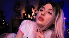 Blonde tight pussy babe solo toy fun in glamour masturbation