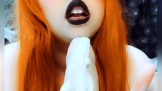 Violet lovely amateur redhead woman toying