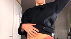 Amateur striptease and Solo masturbation