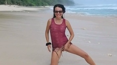 Public Beach Butt Plug Insertion by a Solo Female