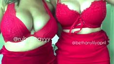 An awesome blond woman with big boobs part1