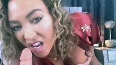 Blonde with big boobs fucked from behind before tit wanking