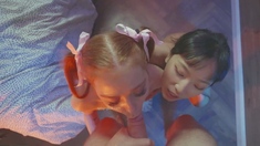 Amateur teen and old hardcore threesome with cumshot