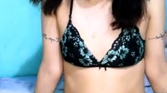 Amateur brunette Michelle with small tit