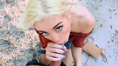 Braceface Blonde Anastasia Knight's Public POV Blowjob