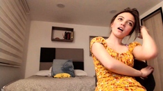 Masturbating loving babe solo toy plays with enthusiasm