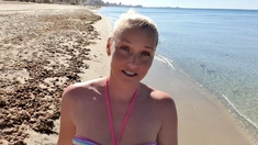 Amateur blonde Kaira in mini skirt masturbation scene