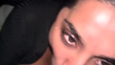 My busty wife gets horny in the car and gives me a blowjob