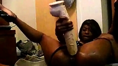 Ebony Slut Big White Dildo Cam