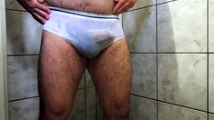 Daddy Hairy Bear on Shower Tease until Cumming