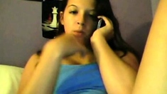 Teen Girl Masturbating On Web Cam While Talking On A Phone